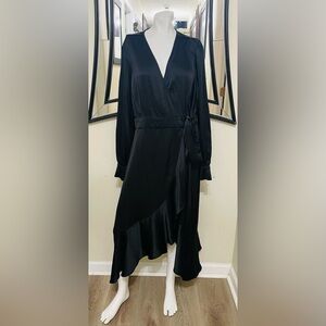 Sofia by Sofia Vergara Black Satin Long Sleeve Dress